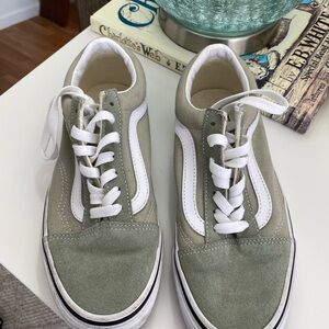 Vans Olive and White Suede Sneakers Women’s size 6.5 Men’s size 5